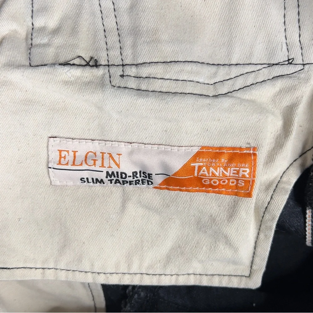 Tellason‎ Elgin Japanese Black Selvedge Jeans Men's 34x34 Slim Tapered 13.5 oz - Picture 7 of 16